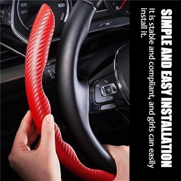 Steering Wheel Cover,Carbon Fiber Car Steering Wheel Cover with Non-Slip Lining - Picture 3 of 7